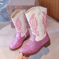 thumbnail image 2 of Splozh Girls Winter Boots Girls Boots Fashionable Comfortable Little Girls Plus Velvet Warm Long Boots for Children with Embroidery Thread and Western Boots Light Pink,9.5-10 Years, 2 of 5