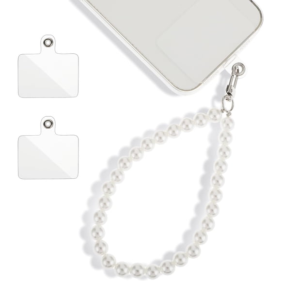 PinesC Universal Phone Lanyard, Mobile Phone Chain Beads with 2Pcs Back Patch Phone Pendant Wrist Strap Compatible with Most Cell Phones Mobile Phone Case