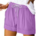 thumbnail image 1 of Women Comfy Drawstring Casual Elastic Waist Solid Color Shorts Summer Beach Lightweight Lounge Short Pants with Pockets, 1 of 5
