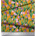 thumbnail image 3 of Soimoi Poly Georgette Fabric Leaves & Tulip Floral Printed Fabric 1 Yard 42 Inch Wide, 3 of 3
