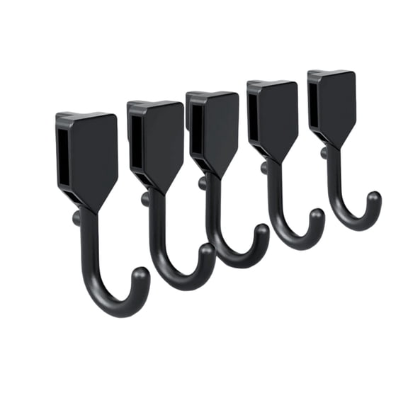 Fasiaou No-drill pegboard hooks and multi-functional movable storage hooks 5-pack available in white and black,Black,S