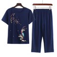 thumbnail image 4 of Birdeem Blouses pour Femmes Ensemble Estival Décontracté Imprimé à Manches Courtes Col Rond Haut Pantalon Tailleur Mince Usé Extérieur Tenue d'Intérieur, 4 of 12