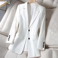 thumbnail image 2 of Tenue Blanche à Col Roulé en Spandex pour Femmes Automne Hiver à Manches Longues Travail Bureau Modeste Détente Unie Veste Blazers Tenues Dames Boutonnée 2025 Vêtements Mode TG, 2 of 7