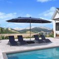 thumbnail image 2 of PURPLE LEAF 15ft Double-Side Patio Umbrella with Base and Solar Lights Outdoor Market Table Umbrella with Crank Handle Rectangle Umbrella for Backyard Garden Pool Deck, Navy blue, 2 of 9
