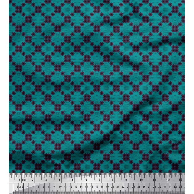 Soimoi Cotton Poplin Fabric Check & Floral Artistic Print Fabric by Yard 42 Inch Wide