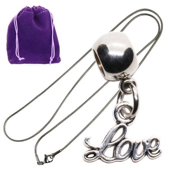 Breloque Love avec Chaîne de Collier, Pendentif en Alliage Métallique « I Love You » Sincère, Accessoire Souvenir « I Love » pour Bracelets, Porte-Clés, Lacets, Sacs à Dos, Sacs à Main, Pochette Cadeau Incluse