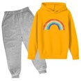 thumbnail image 1 of RXIRUCGD Mode Filles et Garçons Enfants Hauts à Manches Longues Imprimés Ensemble à Capuche (Orange, Taille: 4 Ans), 1 of 2