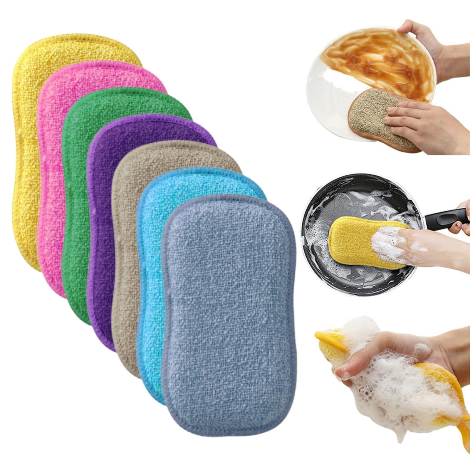 1Pc Multi-Purpose Scrub Sponges for Kitchen,Effortless Cleaning of Dishes,Pots and Pans All at Once,Odor Resistant,Non-Scratch Microfiber Kitchen Sponge,Microfiber Cleaning Sponge Pads(Random Color)