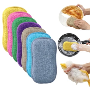1Pc Multi-Purpose Scrub Sponges for Kitchen,Effortless Cleaning of Dishes,Pots and Pans All at Once,Odor Resistant,Non-Scratch Microfiber Kitchen Sponge,Microfiber Cleaning Sponge Pads(Random Color)