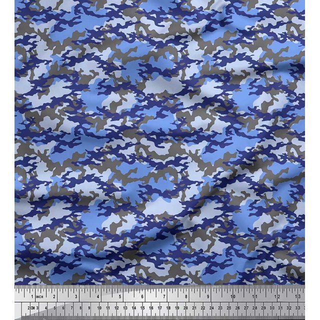 Soimoi polyester Crepe Fabric Two Tone Camouflage Print Fabric by Yard 42 Inch Wide
