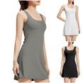 thumbnail image 1 of QATAINLAV Robe de Tennis pour Femme avec Soutien-Gorge Intégré Sans Manches à Col Rond Débardeur Mini Robes Été Yoga Athlétique Entraînement Robe Courte Blanc m Soldes de la Rentrée, 1 of 6