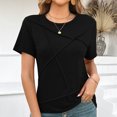 thumbnail image 2 of Plebaso T-Shirts à Manches Courtes pour Femmes, Col Ras du Cou Décontracté, T-Shirts de Couleur Unie, Confortables, d'Été, Basiques pour Femmes, 2 of 7