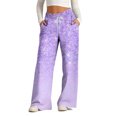 thumbnail image 2 of Pants for Women, Womens Fashionable Striped Printed Drawstring Wide Leg Pants, 2 of 5