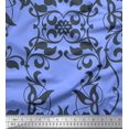 thumbnail image 1 of Soimoi Viscose Chiffon Fabric Leaves & Filigree Damask Printed Fabric 1 Yard 42 Inch Wide, 1 of 3
