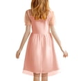 thumbnail image 3 of SROBPTY Robes pour Filles, Robe en Maille à Manches Courtes pour Fille, Taille Haute, Coupe Trapèze, Décontractée, Rose, 13 Ans, 3 of 4
