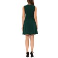 thumbnail image 3 of INSPIRE CHIC Robe Midi Évasée Sans Manches de Travail pour Femme, Couleur Unie, Ligne A, TG Vert Foncé, 3 of 6