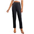 thumbnail image 2 of Timegard Pantalon Habillé pour Femmes Jambe Fuselée Taille Haute Froncé Affaires Travail Décontracté Pantalon Ample Automne, 2 of 5