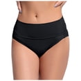 thumbnail image 1 of Women's Black High Waisted Bikini Bottoms - Retro Style, Basic Design, Full Coverage Swimsuit, Mid - Waist, Comfortable Material, S - XXL Sizes, 1 of 6