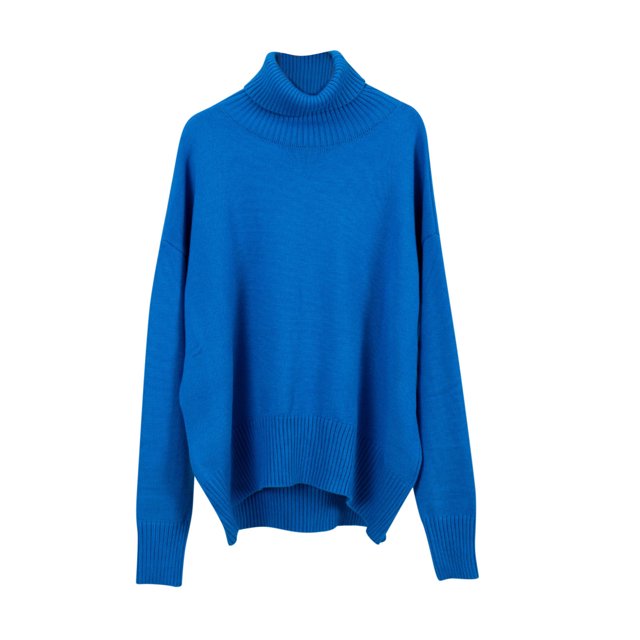 Yuyuzo Baggy Sweater for Women Long Sleeve High Neck Ribbed Knit Pullover Solid Color Fall Winter Sweater Tops