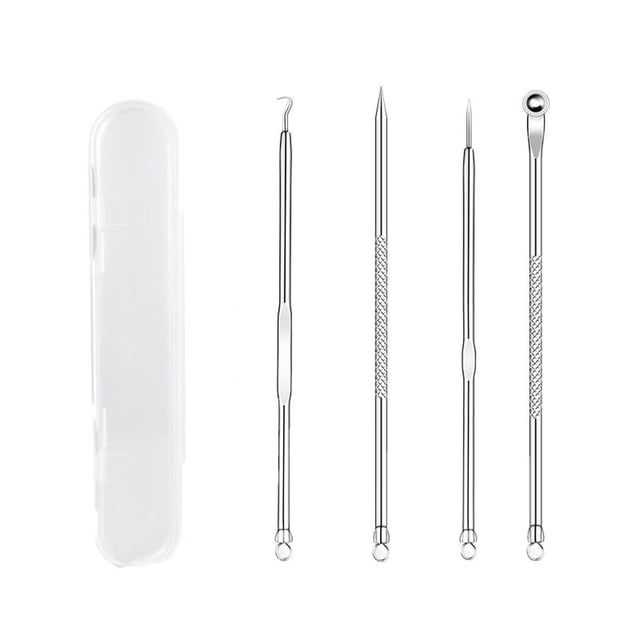 EGNMCR Closed Needle Set Cell Clamp Black Head Clamp Tweezers Squeezing Tool Acne Needle