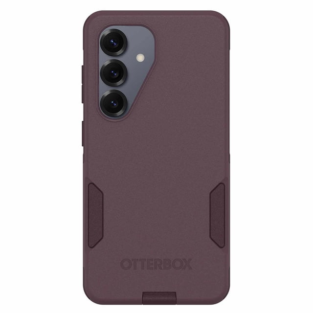 OtterBox Commuter Case w/Magnets Purple Mystery for Samsung Galaxy S26 centered, front-facing slim dual-layer purple case showing rigid outer shell and inner rubber liner, raised camera and screen edges, textured grippy sides and visible port covers; studio white background, built-in magnets for MagSafe accessories and compatible with wireless charging, often used as a compact travel pocket protector.
