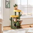 thumbnail image 3 of Yaheetech Oasis-Themed Cat Tree Tower with 2 Condos, 2 Perches, Scratching Posts, Green/Yellow, 3 of 7