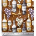 thumbnail image 1 of Soimoi Modal Satin Fabric Grapes,Wine Glass & Bottle Print Fabric by Yard 42 Inch Wide, 1 of 3