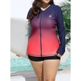 thumbnail image 2 of Charmo Womens Plus Size Long Sleeve Rash Guard Top Zipper Sufing Swim Shirt, 2 of 6