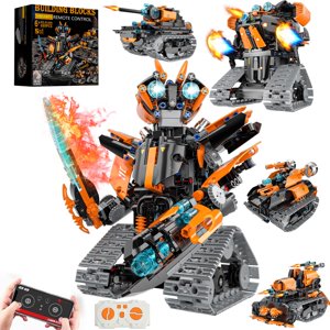 TOBSABPX STEM Bâtir des jouets pour enfants 6-14, 5in1 STEM Kit de construction de robots pour enfant, à distance & APP Contrôlé Tank Bulldozer Robot Building Blocs Set Bir