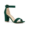 thumbnail image 1 of BLISSFUL STEP Women's Shoes Ankle Strap Block Heel Buckle Open Toe Sandals Green 9, 1 of 7