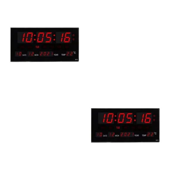 Transemion Horloge Murale Numérique à Grand Écran Affichage LED Maison avec Température Réveils à la Mode et Type1 2 Pcs
