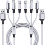 Multi Charging Cable, 2Pack Multi Phone Charger Cable Braided Universal 3 in 1 Charging Cord Extra Long Multiple USB Cable with USB C, Micro USB Port Connectors for Cell Phones and More