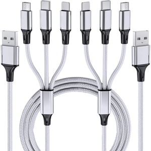 Multi Charging Cable, 2Pack Multi Phone Charger Cable Braided Universal 3 in 1 Charging Cord Extra Long Multiple USB Cable with USB C, Micro USB Port Connectors for Cell Phones and More
