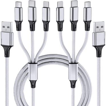 Multi Charging Cable, 2Pack Multi Phone Charger Cable Braided Universal 3 in 1 Charging Cord Extra Long Multiple USB Cable with USB C, Micro USB Port Connectors for Cell Phones and More