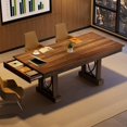 thumbnail image 3 of 71-Inch Wooden Kitchen Table with Two Drawers, Large Dining Table for 6-8 w/Large Tabletop & Sturdy Frame, Rectangular Dining Table with Double Pedestal, for Kitchen, Dinner, 3 of 6