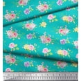 thumbnail image 2 of Soimoi Tissu Georgette Poly Vert Feuilles et Roses Grandiflora Imprimés Floraux au Mètre 52 Pouces de Large, 2 of 5