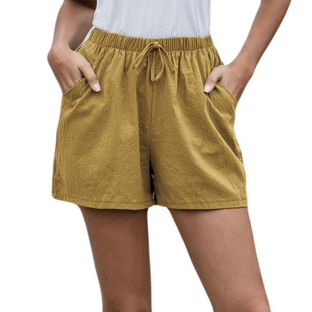 FNFYFH Clearance Cotton Linen Shorts for Women Summer Drawstring Elastic Waisted Shorts with Pockets Womens Loose Fit Comfy Athletic Workout Shorts Solid Color,Gray S-3XL