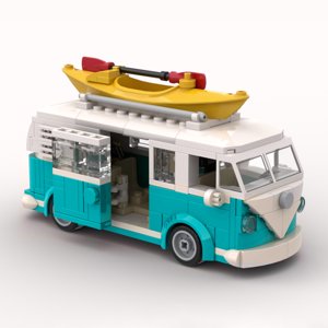 Yigebebe MOC Classic VW T1 Camper Van Building Block Set, 309PCS Technical City RV Model Bricks, Educational DIY Assembly Toy Gift for Kids & Collectors,PDF Instruction