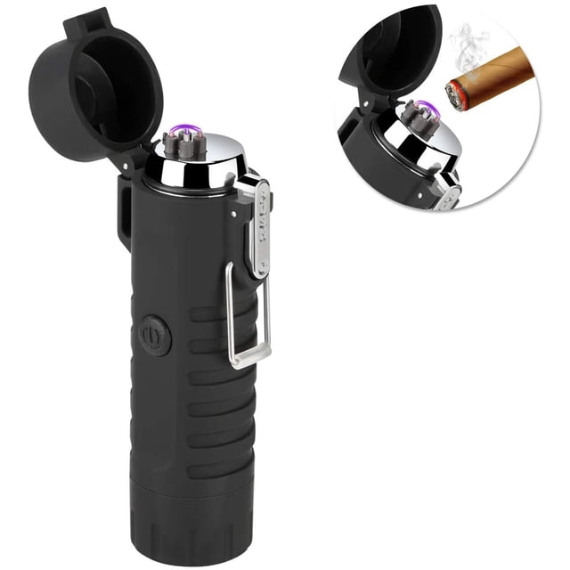 Usb Lighter, Electric Lighter, Rechargeable With Flashlight, Arc Lighter, Waterproof, Windproof, Flameless, Plasma Lighter For Cigars, Kitchen, Outdoor, Camping