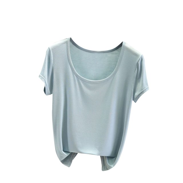 Yuyuzo Hauts de Pyjama Grande Taille pour Femmes Manches Courtes Haut de Pjs Col Rond Chemises de Nuit Doux Confortables Vêtements d'Intérieur