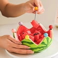 thumbnail image 1 of Watermelon-Themed Ceramic Fruit Serving Bowl Set with Six Stainless Steel Forks for Home Dining Bar Events and, 1 of 5