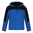 thumbnail image 4 of Pisexur Vestes pour Hommes Manteaux Confortables pour Hommes Unisexe à Capuche Manches Longues Patchwork Fermeture Éclair Coquille Rigide Molleton Randonnée Vêtement d'Extérieur Manteau Bleu,TG, 4 of 7