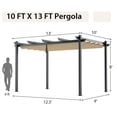 thumbnail image 2 of Gymax Auvent Rétractable en Aluminium pour Pergola Extérieure 10 x 13 Pi Abri Treillis à Vignes Beige, 2 of 10