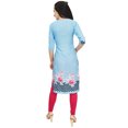 thumbnail image 2 of Bimba Kurti en Georgette Mousse Bleu Ciel pour Femme Tenue d'Été Tunique Imprimée Kurta-30, 2 of 6