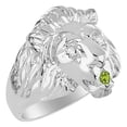 thumbnail image 3 of RYLOS Rings Sterling Silver Lion Head Ring Diamonds in Eyes & Gemstone Mouth Fun Designer Rings Peridot Jewelry Size 7, 3 of 7