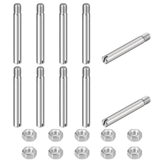 10Pack Slotted Cylindrical Pin, M5 x 40mm 304 Stainless Steel Dowel with Nut