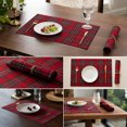 thumbnail image 1 of Christmas Plaid Placemats Set Tartan Snowflake Table Mats Washable Stain Resistant for Dining Table Kitchen Holiday Party Decorations Winter Decor, 1 of 7