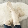 thumbnail image 4 of B91xZ Bottes Hauteur Genou Femmes Mollet Grand Femmes Fermeture Éclair Bout Rond Talon Bloc à Lacets Bottes à Talons, Beige 8, 4 of 5