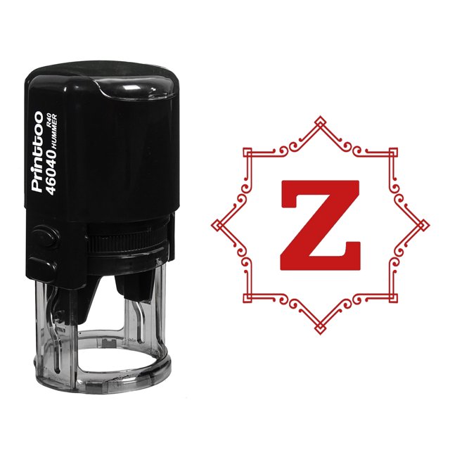 Printtoo Self Inking Rubber Stamp Octagon Celtic Swirl Frame Alphabet Z Monogram Initial R-40 Office Stationary