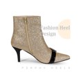 thumbnail image 3 of Unique Bargains Rhinestones Pointed Toe Stiletto Heel Glitter Ankle Boots for Women Gold (Size 9), 3 of 4